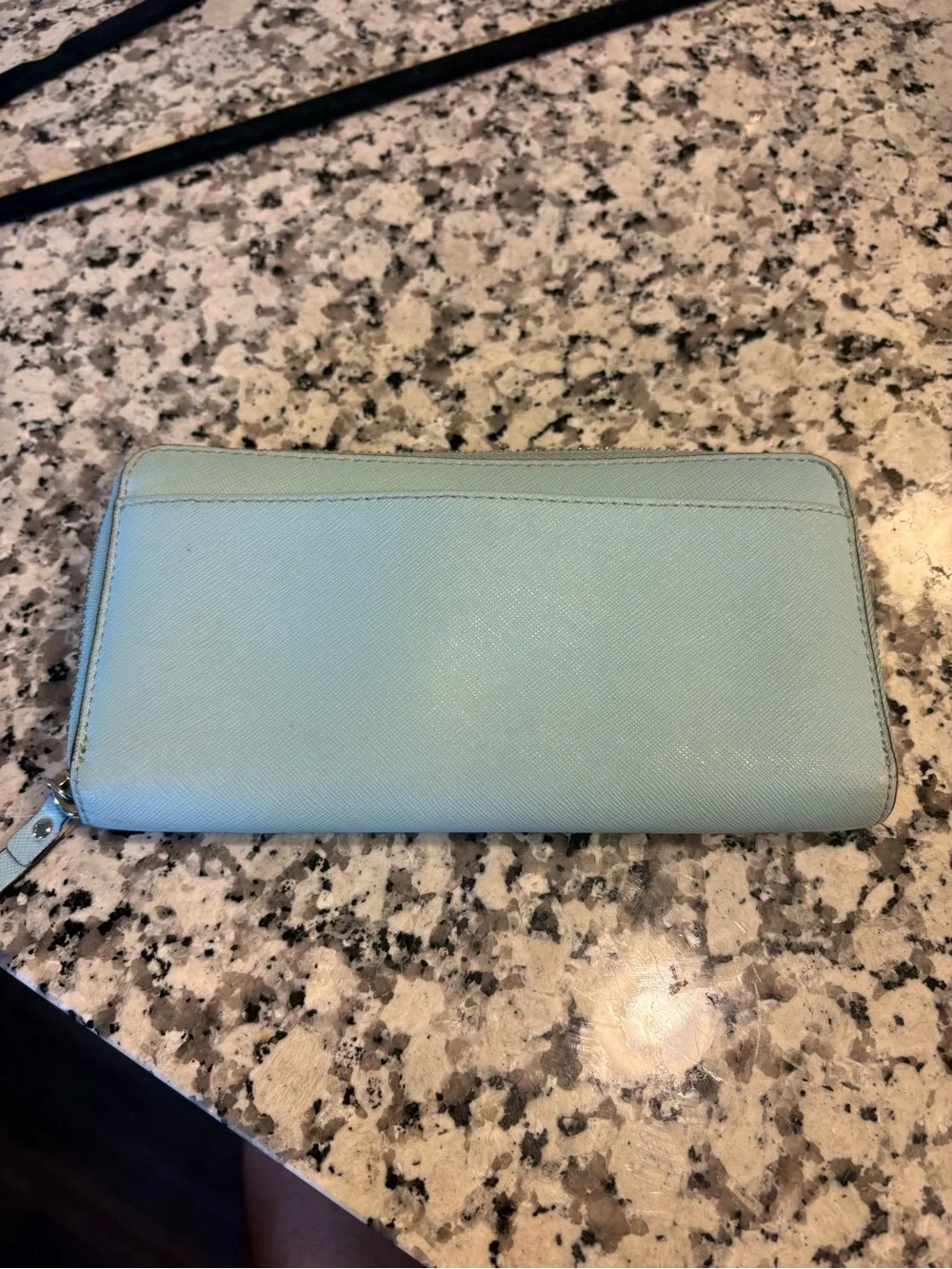 kate spade pastel blue zip-around leather wallet